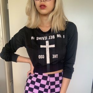 I Believe in God longsleeve Crop Top